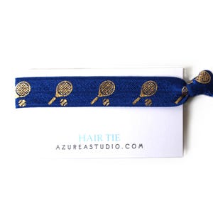 Blue Gold Tennis Racquet Ball Hair Ties