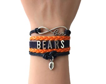 Love CHICAGO-Love BEARS-Multilayered Football Cord Bracelet