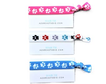 Pet Paw Hair Ties-Pink-White-Blue