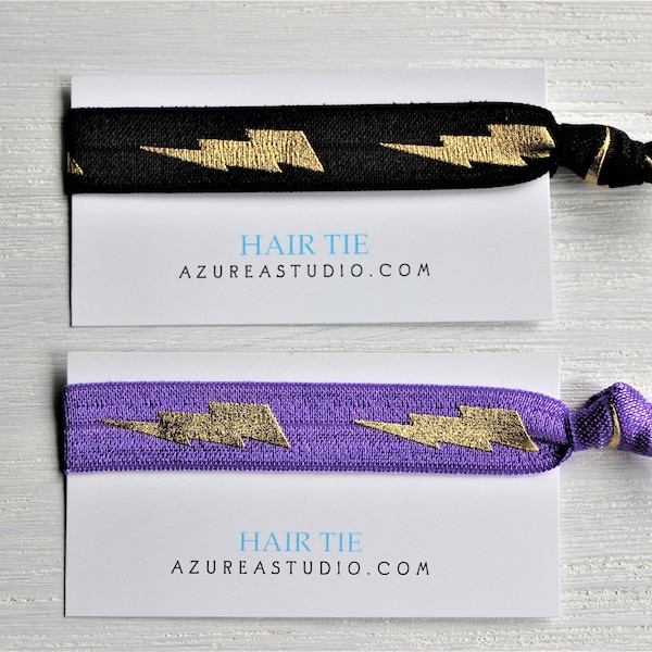 Gold Lightening Bolt Thunder-Black-Purple-Hair Ties