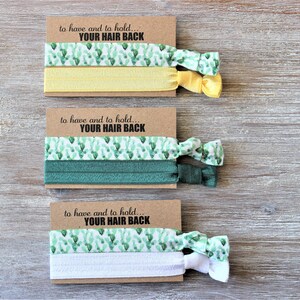 Cactus-Yellow-White-Hunter Green-Hair Ties Set image 2