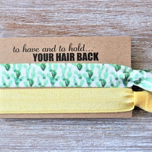 Cactus-Yellow-White-Hunter Green-Hair Ties Set image 7