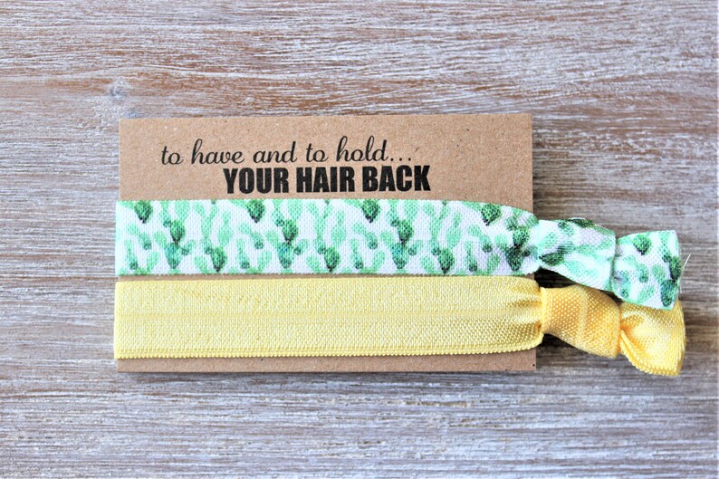 Cactus-Yellow-White-Hunter Green-Hair Ties Set image 7