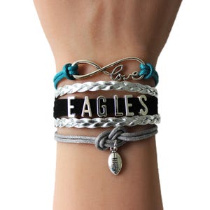 Love PHILADELPHIA-Love EAGLES-Multilayered Football Cord Bracelet