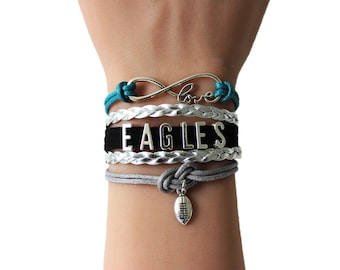 Love PHILADELPHIA-Love EAGLES-Multilayered Football Cord Bracelet