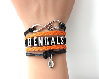 Love CINCINNATI-Love BENGALS-Football Multilayered Cord Bracelet