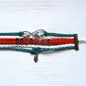 Love MIAMI-Love DOLPHINS-Football Cord Bracelet image 3