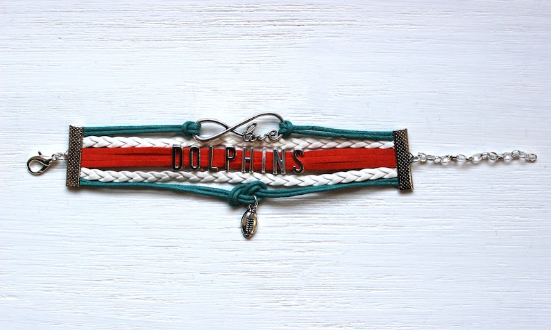 Love MIAMI-Love DOLPHINS-Football Cord Bracelet image 3