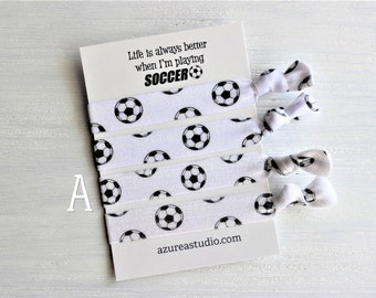 Soccer Balls White Black Hair Ties Sets-Soccer Hair Tie-Life Is Always Better When I Am Playing SOCCER