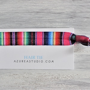 Mexican Blanket Hair Ties-FIESTA like there is no manana-ADIOS single life (top) HOT PINK