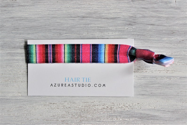 Mexican Blanket Hair Ties-FIESTA like there is no manana-ADIOS single life (top) HOT PINK