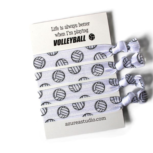 Volleyball Hair Tie Set-Life Is Always Better When I'm Playing VOLLEYBALL-White-Black-Green-Blue-Red