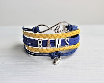 Love LOS ANGELES-Love RAMS-Football Cord Bracelet