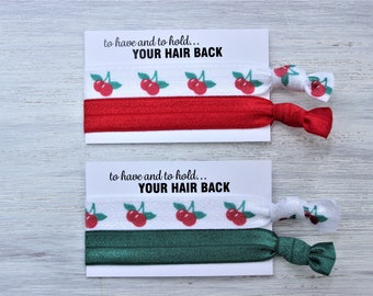 Cherries White Hair Ties-Red-Hunter Green
