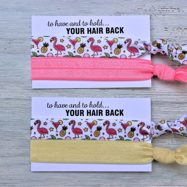 Flamingo Cocktail Drink Pineapple Hair Ties-Pink Gladiolus-Yellow Maize