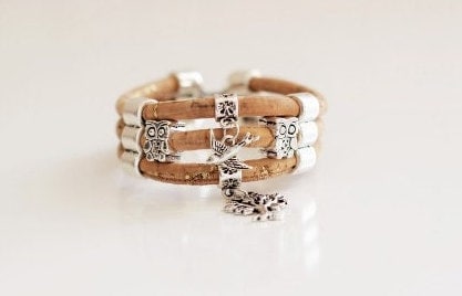 Cork Bird Owl Tree Bracelet