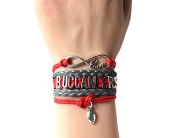 Love TAMPA BAY-Love BUCCANEERS-Multilayered Football Cord Bracelet