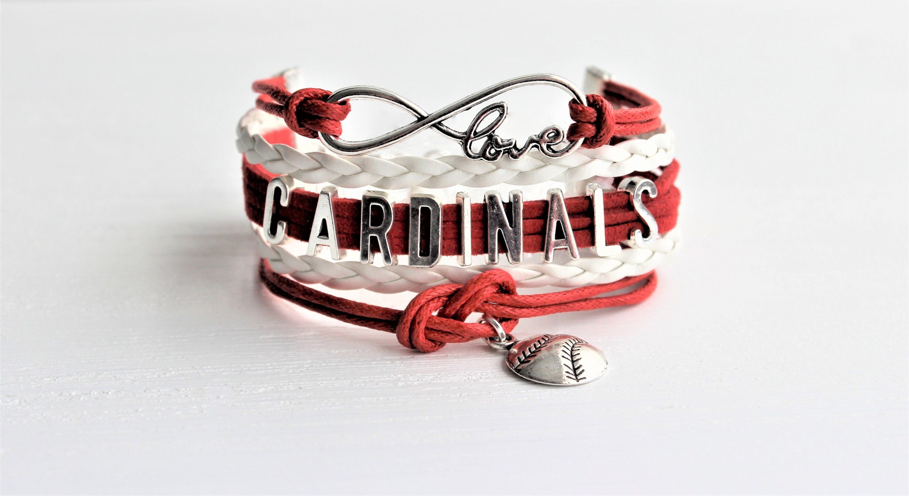 St. Louis Cardinals Sterling Silver Small Center Leather Bracelet