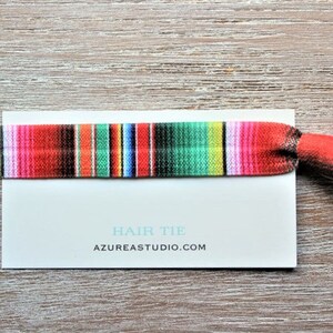 Mexican Blanket Hair Ties-FIESTA like there is no manana-ADIOS single life (bottom) RED
