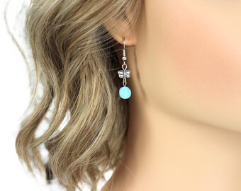 Butterfly Light Blue Glass Earrings