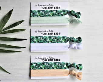 Tropical Green Leaves-Crystalline Green-White-Nude-Hair Ties