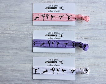 Gymnastic Dance Hair Ties-Pink-Purple-White-Life is great...GYMNASTICS makes it better