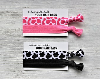 Cow White Animal Print-Hot Pink-Black-Hair Ties