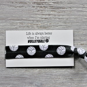 Volleyball Hair Tie Set-Life Is Always Better When I'm Playing VOLLEYBALL-White-Black-Green-Blue-Red BLACK 1 hair tie