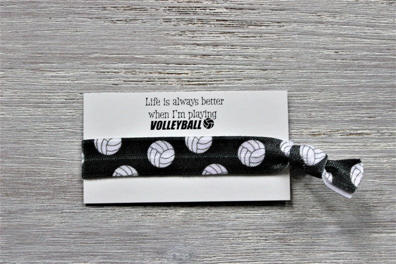 Volleyball Hair Tie Set-Life Is Always Better When I'm Playing VOLLEYBALL-White-Black-Green-Blue-Red BLACK 1 hair tie