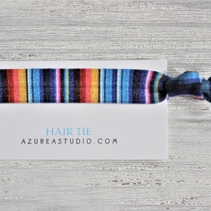 Mexican Blanket Hair Ties-FIESTA like there is no manana-ADIOS single life (middle) BLUE