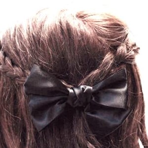 Satin Ribbon Hairbow Hair Clip-Black-Length 4.5 Inches