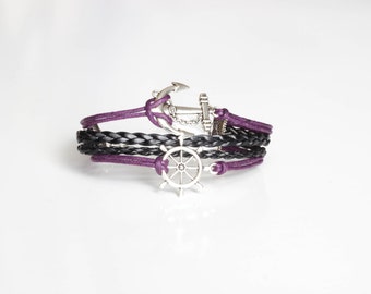 Anchor Wheel Cord Bracelet