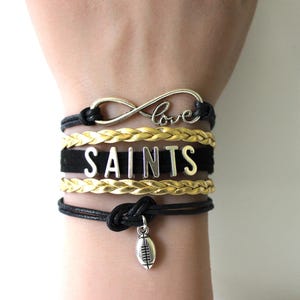 Love NEW ORLEANS-Love SAINTS-Multilayered Football Cord Bracelet