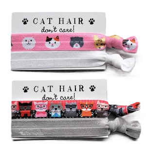 Cats Pink-Cats Red-White-Gray-Hair Ties-Cat Hair Don&#39;t Care