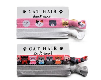 Cats Pink-Cats Red-White-Gray-Hair Ties-Cat Hair Don't Care