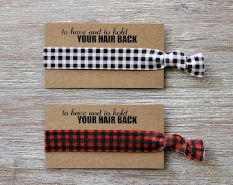 Buffalo Plaid White Check-Black Red Check-Hair Ties