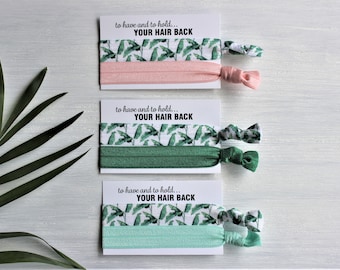 Tropical Green Leaves Hair Ties-Light Pink-Forest Green-Mint Green