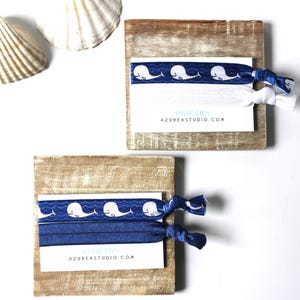 White Whale Blue Hair Ties-White-Blue