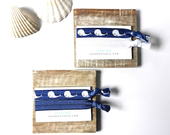 White Whale Blue Hair Ties-White-Blue