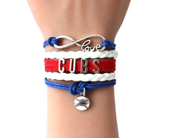 Baseball-Love CUBS Baseball Multilayered Cord Bracelet