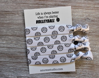 Volleyball Hair Tie Set-Life Is Always Better When I'm Playing VOLLEYBALL-White-Black-Green-Blue-Red