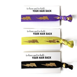 Gold Lightening Bolt Thunder hair Ties-Purple-Yellow-Black