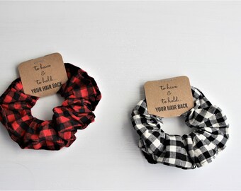 Buffalo Print-Red Black-White Black-Medium Size Cotton Scrunchies