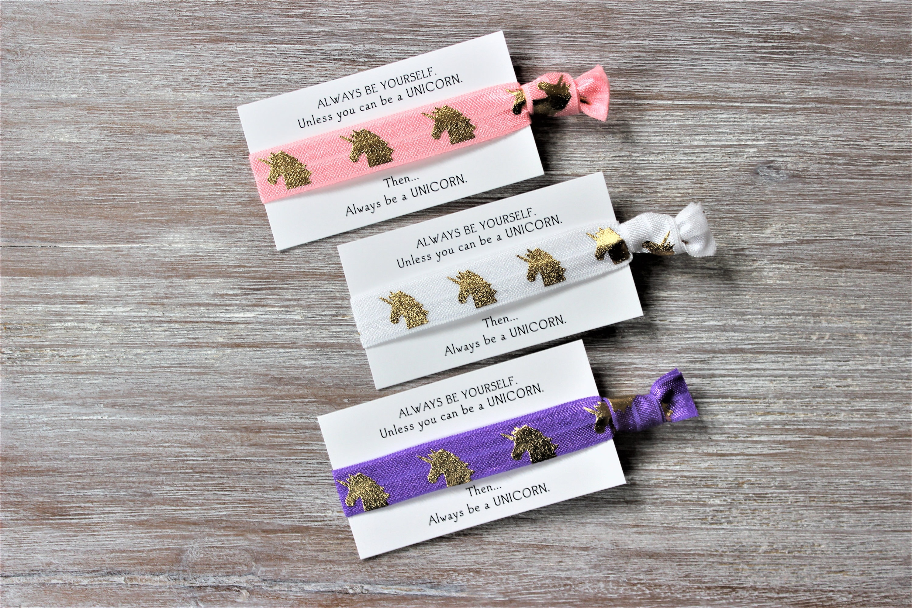 Unicorn Gold -Pink-White-Purple-Hair Ties-ALWAYS BE YOURSELF unless y…