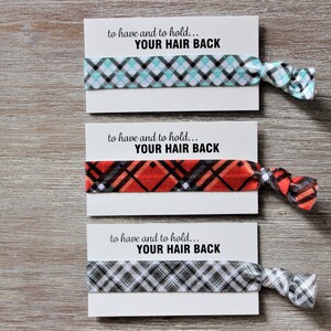 Light Turquoise Diagonal Plaid-Red Diagonal Plaid-Black White Diagonal Plaid-Hair Ties