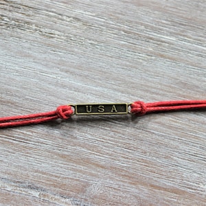 USA -Red-White-Blue- Antique Bronze Cord Bracelet