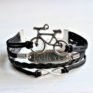 Bicycle Believe Infinity Black Cord Bracelet image 1