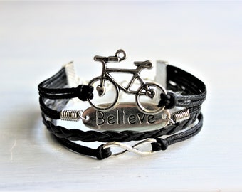 Bicycle Believe Infinity Black Cord Bracelet