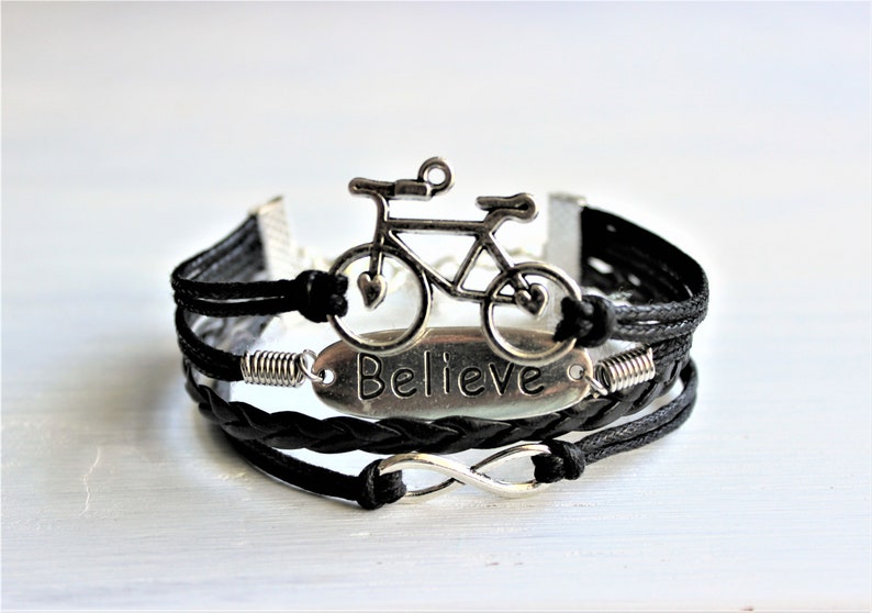 Bicycle Believe Infinity Black Cord Bracelet image 1