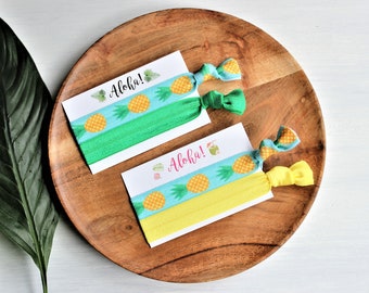 Pineapples Turquoise Hair Ties-Emerald Green-Yellow